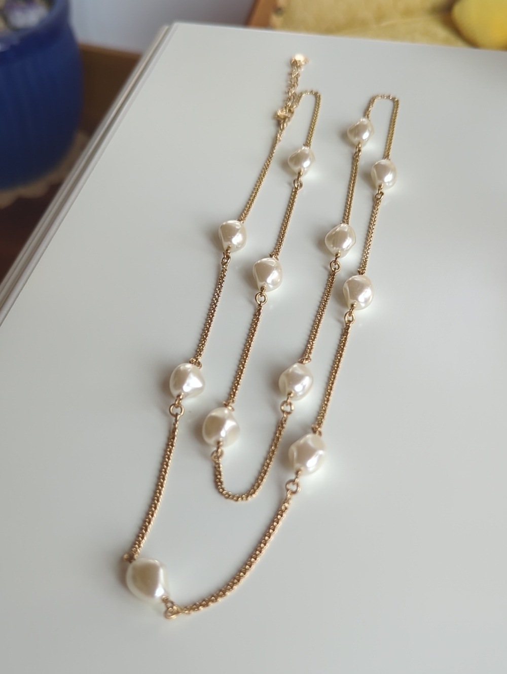 Charter Club Gold-Tone Faux Pearl Station Necklace, 42"-44" Adjustable - Picture 8 of 13